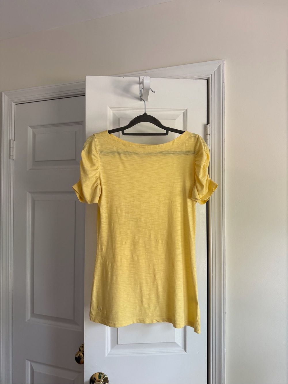 Lilly Pulitzer Pima Cotton Ruched Sleeve Top Yellow Small
